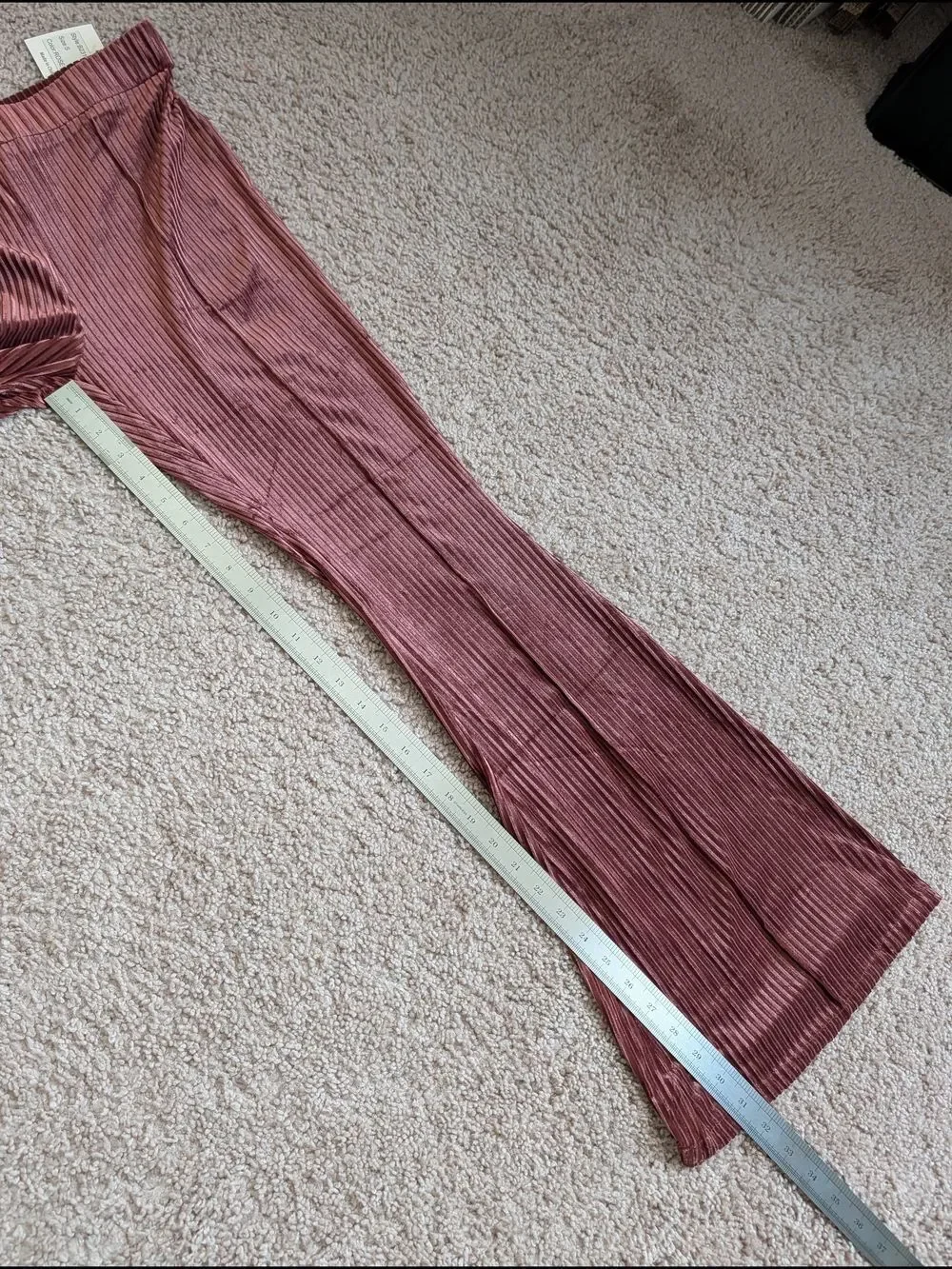 Passport Womens Rose Red Velvet Ribbed Button Front Top & Flare Pants Set Small